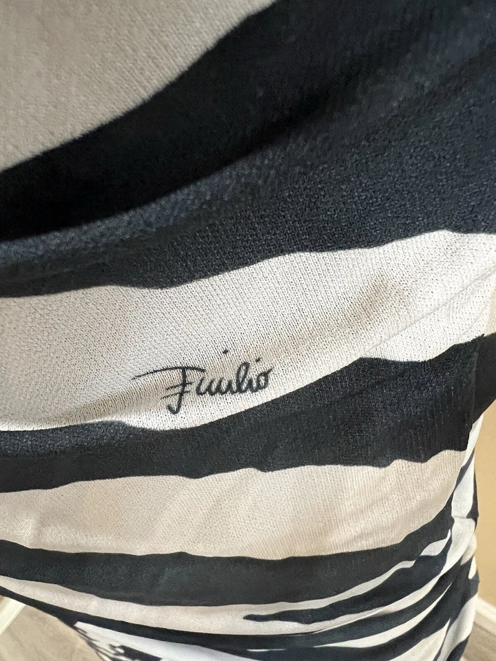 VESTIDO MIDI EMILIO PUCCI AZUL Y BLANCO MANGA UNA JERSEY ACANALADO TALLA 36 Italia Foto 4 de 4