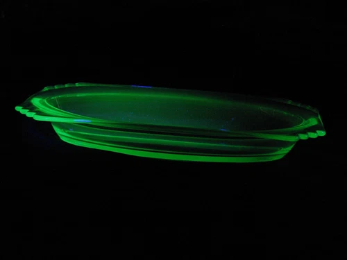 Fostoria Mayfair Elongated Uranium Glass Celery/Relish  Dish