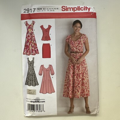 Simplicity Sewing Pattern 2917 Dress Skirt Top 2 Lengths  Size 10-18 UNCUT