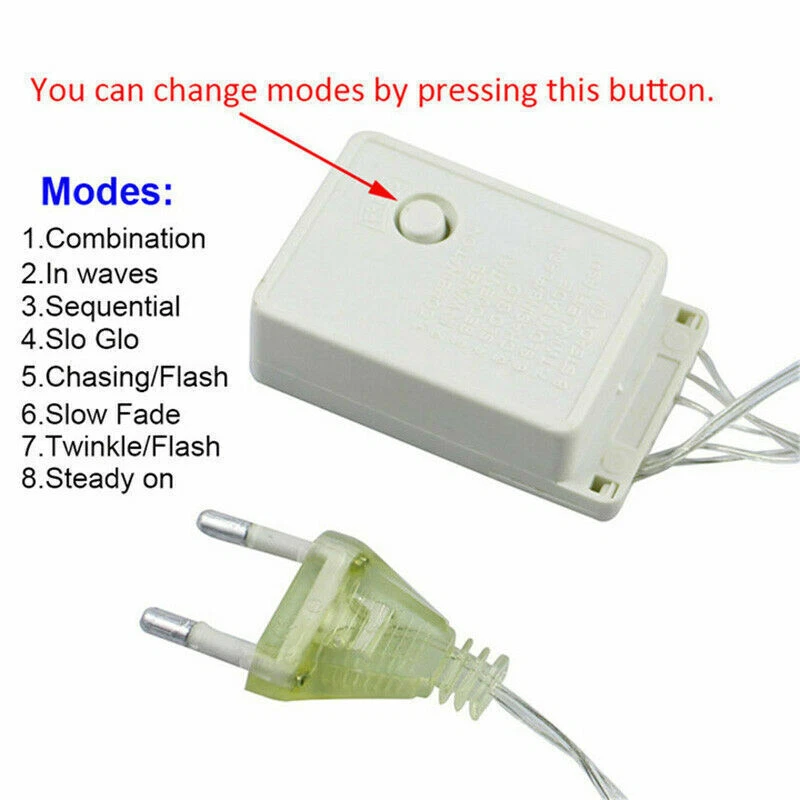 Luz de fibra óptica cintilante 10 metros 100 LED luzes de corda de fadas festa plugue EUA/AU - Imagem 2 de 4