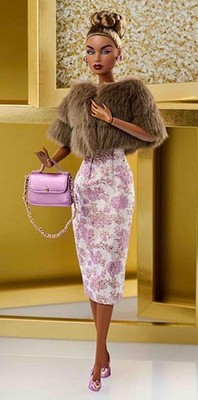 12'' East 59th~Enchanting In Amethyst Lady Aurelia Grey Dress & Fur Jacket~LE 750