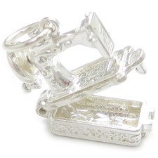 Sewing Machine opening sterling silver charm .925 x 1 Dressmaking charms.