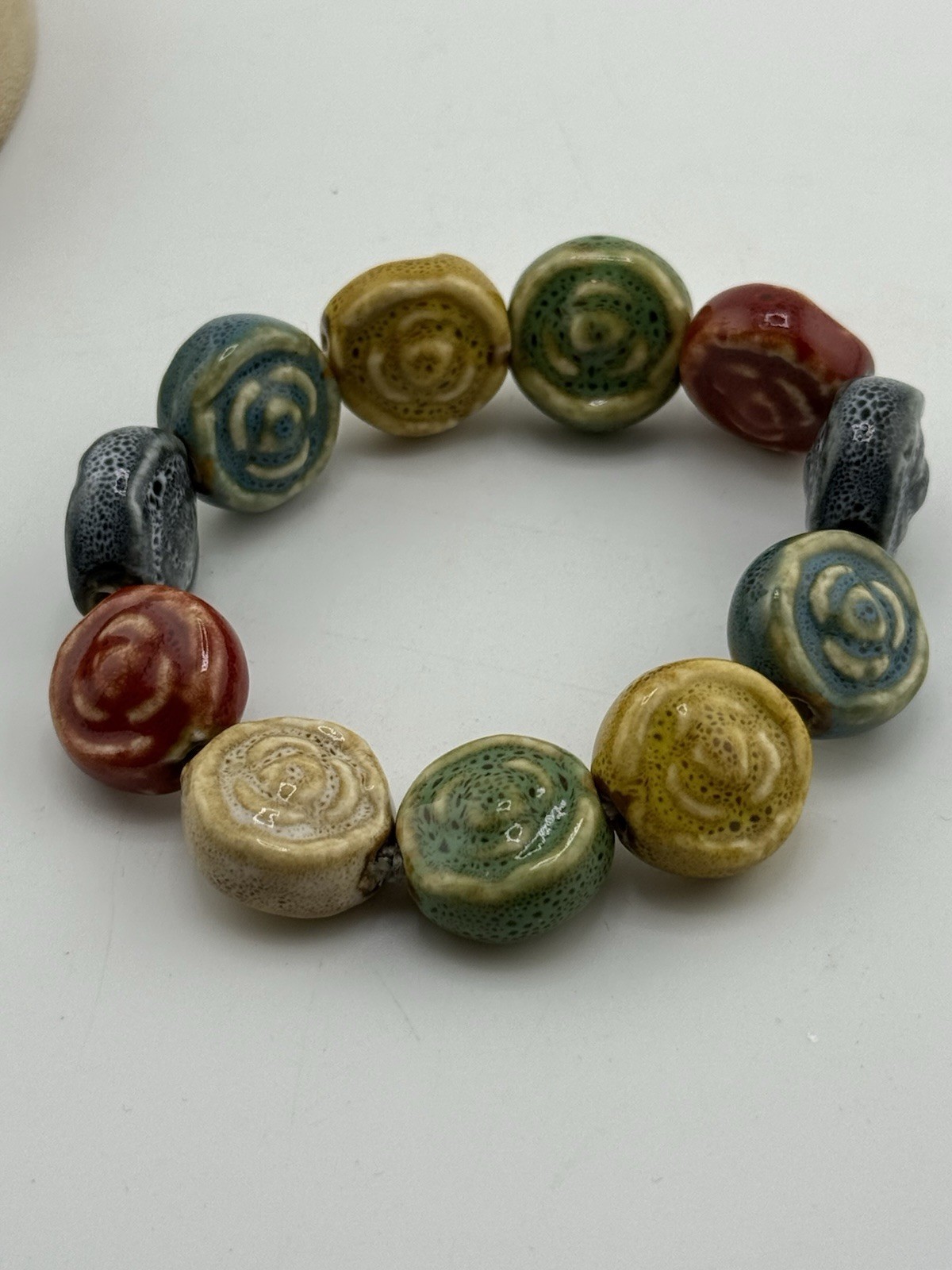 Multicolor ceramic flower bracelet Handcrafted Ar… - image 1