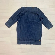 Marc Jacobs 3/4 Sleeve Denim Boat Neck Dress Tunic Indigo Blue Logo Plate XS