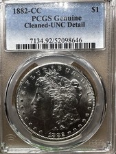 1882-CC Morgan Silver Dollar $1 PCGS Genuine Cleaned UNC Detail  Beautiful Coin