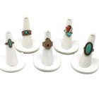 Southwest Signed Sterling Turquoise Red Coral 4.5-7.75 Rings Lot of 5 #S5225-4 — photo 1