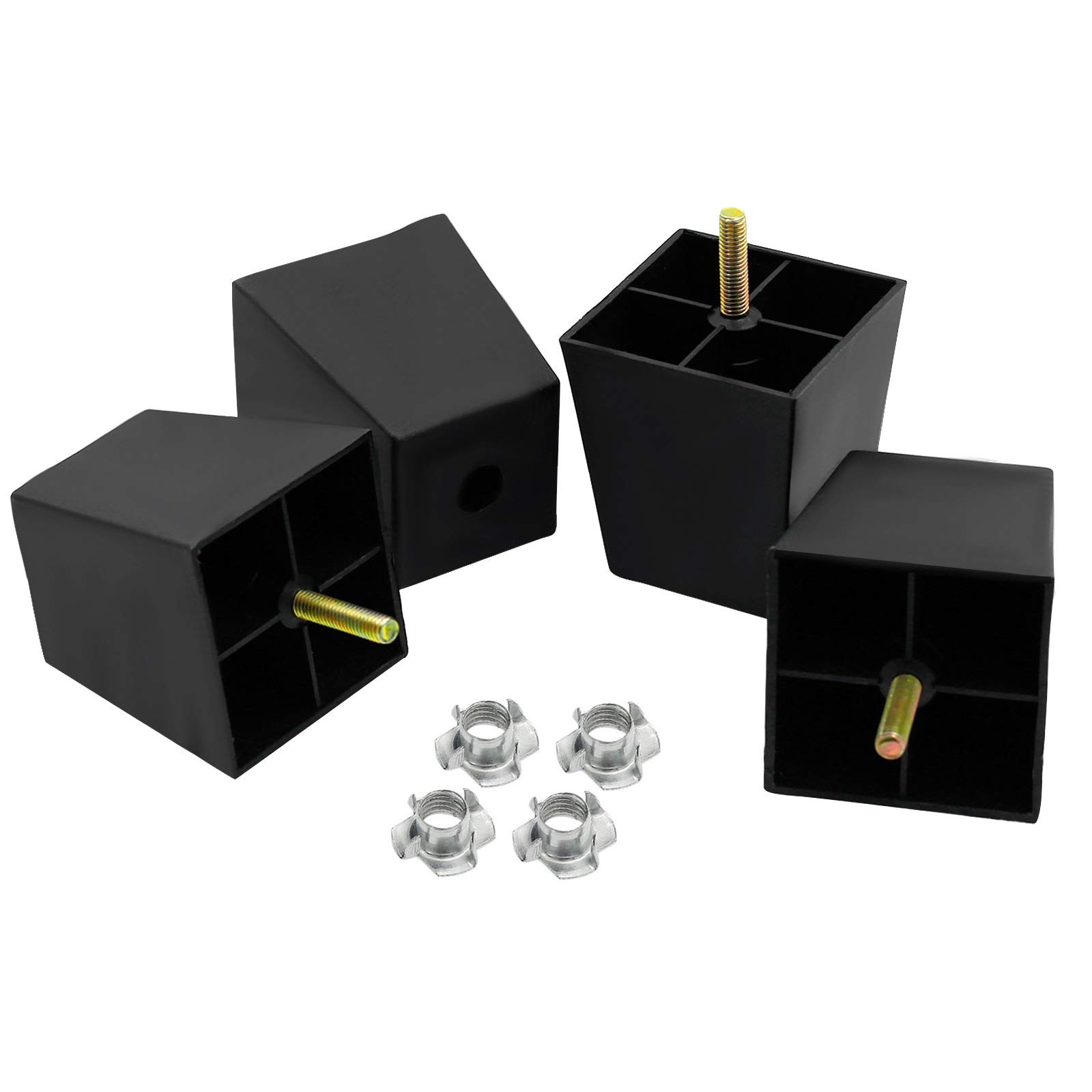 4Pcs 3 Inch Sofa Legs Plastic Couch Feet Square Furniture Legs with M8 Hanger.