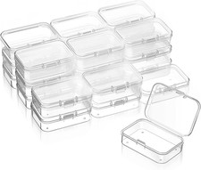 24 Packs Small Clear Plastic Beads Storage Containers Box with Hinged