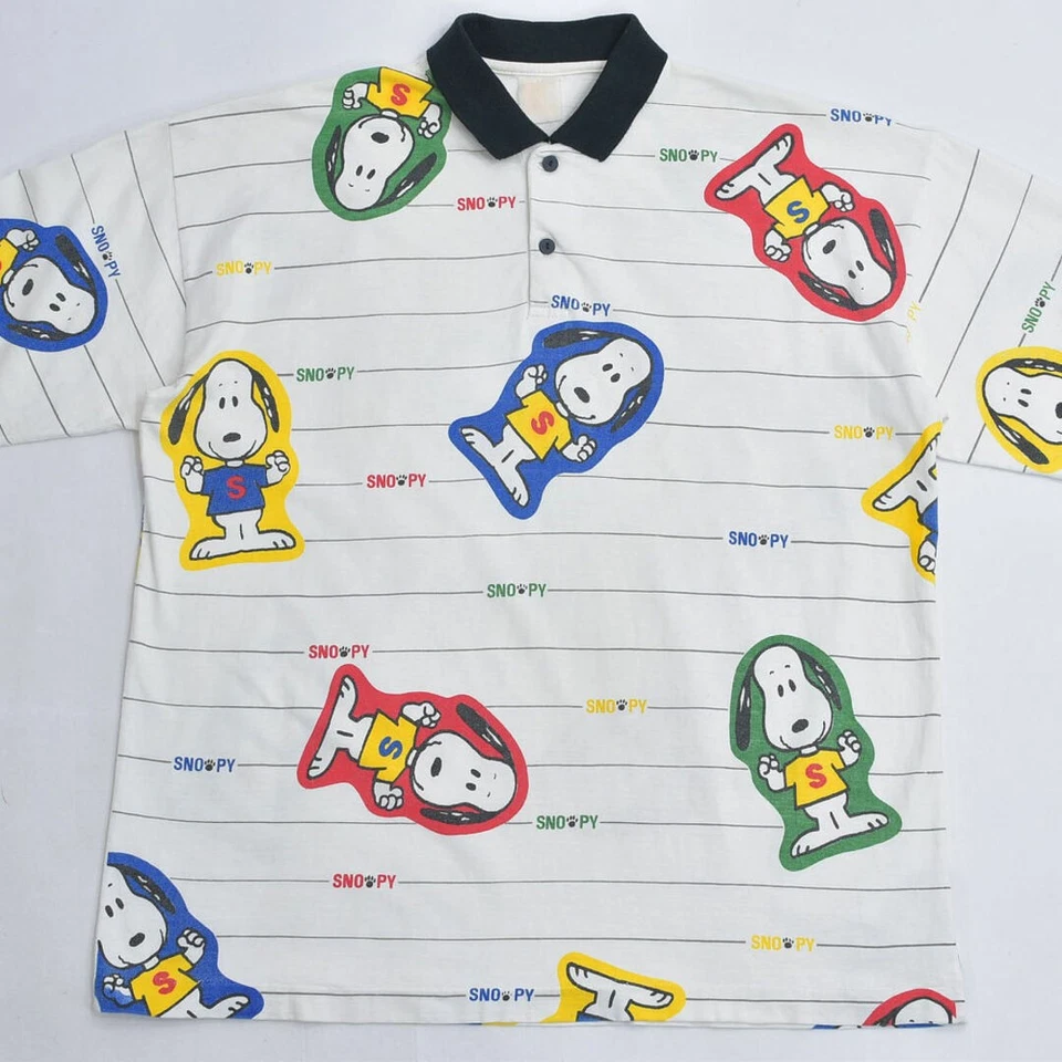 Camisa Polo 80-Snoopy Snoopy Estampado Total Borde Manga Larga Usada GRIN-0 Foto 4 de 4