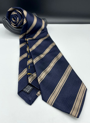 PAL ZILERI Men's REPP 100% Silk Tie ~ Blue ~ Striped Pattern ~ Made in Italy!