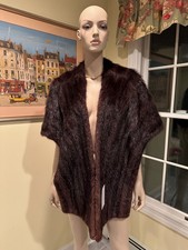 Plus Size Chocolate Brown Female Mink Real FUR STOLE WRAP Shawl SHRUG Bridal USA
