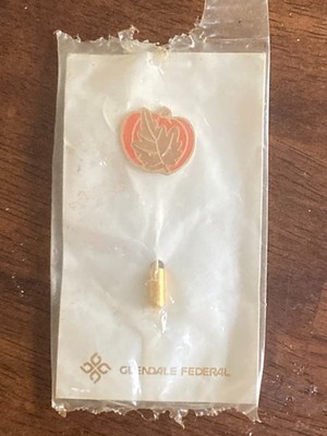 GLENDALE FEDERAL - FALL PUMPKIN with LEAF PIN - NEW