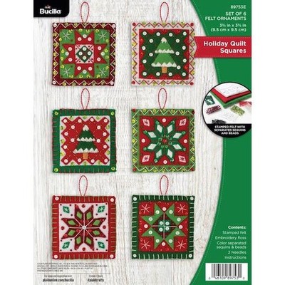 Bucilla Filz Ornamente Applikation Set 6er Set - Urlaub Quilt Quadrate 89753E