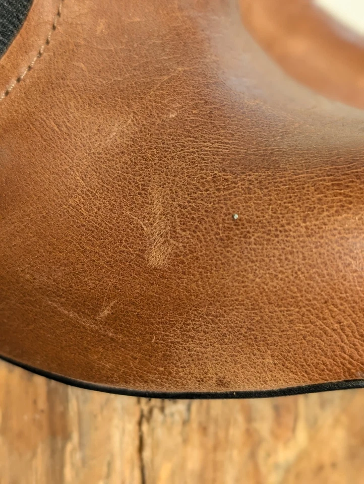 Jessica Simpson Livia Brown Leather Black Fabric Color-block Booties 5.5  - Image 4 of 4