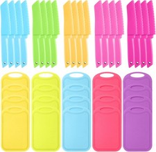 40 Pcs Kids Cutting Board and Knife Set Kids Plastic Safe Knives Toddler Cutting