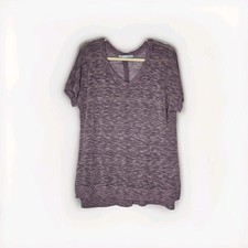 Maurices Size L Purple Open Knit Round Neck Dolman Short Sleeves Crochet EUC
