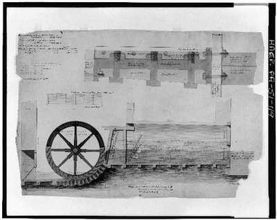 119. ELEVATION AND DETAIL OF CAST-IRON BREAST WHEEL, 1834 Frederic Graff,