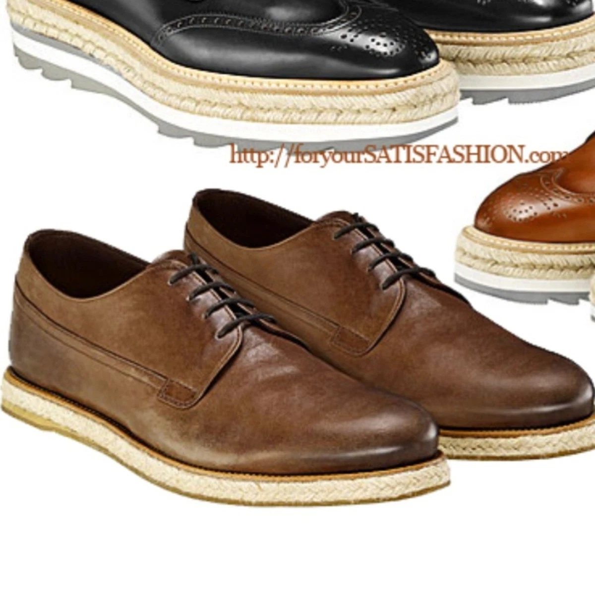 PRADA Leather Upper Brown Dress Shoes for Men for sale | eBay display picture 2