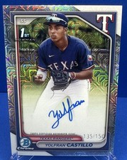 2024 1st Bowman Chrome Yolfran Castillo AUTO CHOICE REFRACTOR #135/150 RC Texas