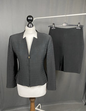 RARE Gianni Versace Vintage Women's Black Wool Silk 2 Piece Skirt Suit Size 42