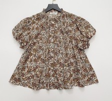 Doen Romantic Flowery Printed Country Style泡泡 Sleeve Short-Sleeved Top