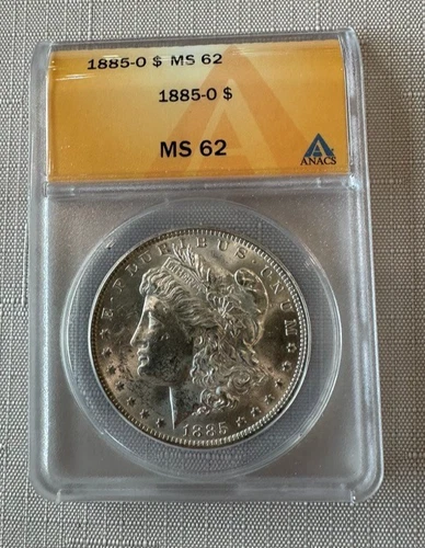1885-O Morgan Silver Dollar certified ANACS MS-62  Great Luster