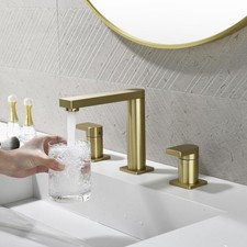 Bathroom Faucets Brass Bathroom Sink Faucet 2 Handles Brushed Gold Vanity Fau...