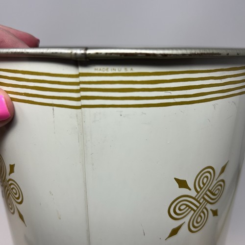 Vintage Decoware Metall Abfalleimer Mid Century Modern Geometrisch Retro 50-60er - Bild 4 von 10