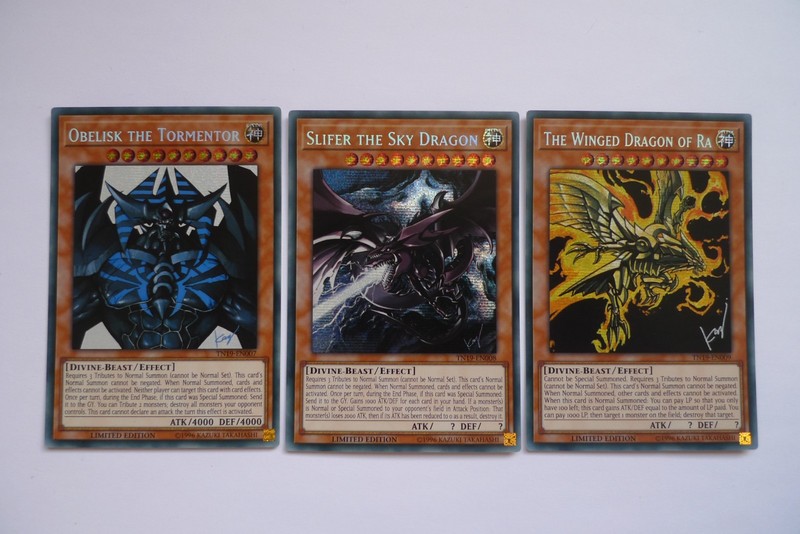 Playable God Card Set * Obelisk, Slifer + Ra * Secret Rare TN19 * Yu-Gi-Oh