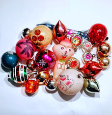 Lot 23 Ball USSR Glass Old Christmas Ornament Retro Xmas Mid Century Decoration