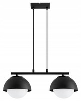 Pendelleuchte 2-Flammig Glas Schwarz Metall E27 L:50 Cm HäNgelampe Esstisch