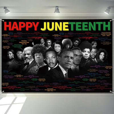 Juneteenth Decorations Happy Juneteenth Banner 72'' x 48'' African American Indepe