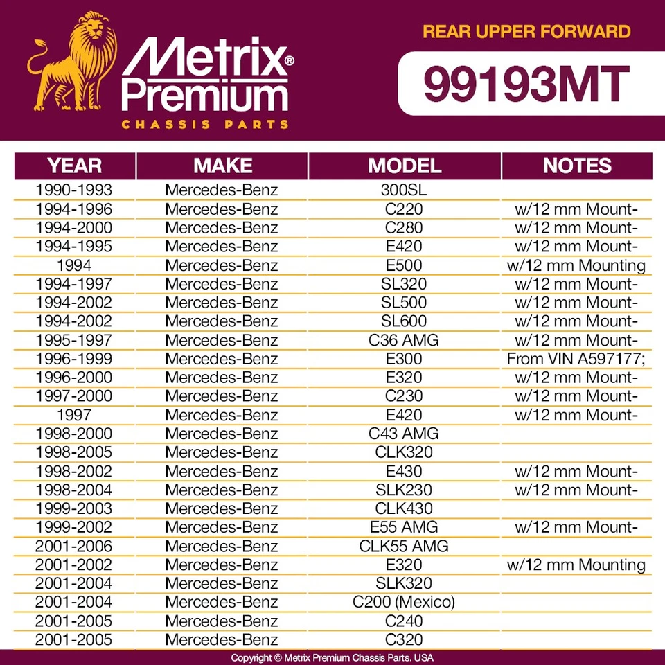 Kit brazo de control delantero superior trasero para 90-93 Mercedes-Benz 300SL C220 2 PIEZAS Foto 2 de 4