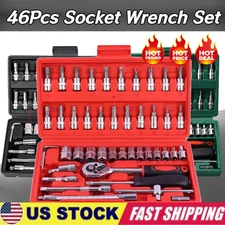 46Pcs Socket Wrench Set 1/4" Drive Ratchet Metric Kit Garage Car Repair Tool US