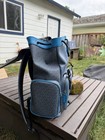 Michael Kors Logo Backpack Gray Blue Black Large Drawstring Buckle Pockets — photo 2