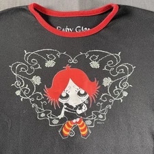 Ruby Gloom Shirt Womens XL Fine Hot Topic Baby Tee Modern Gothic Emo Rose Heart