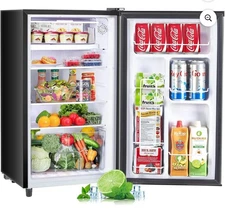 Mini Fridge 3.2 with Freezer Small Refrigerator Single Door Low Noise (Black)US