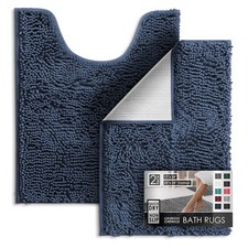 Hearth Harbor Bathroom Rugs, Chenille Bath Mat 17 x 24 20 x 24, Navy Blue