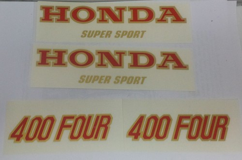 KIT DECALCOMANIE A SECCO ADESIVI LOGO HONDA CB 400 FOUR ROSSO/ORO - Picture 2 of 2