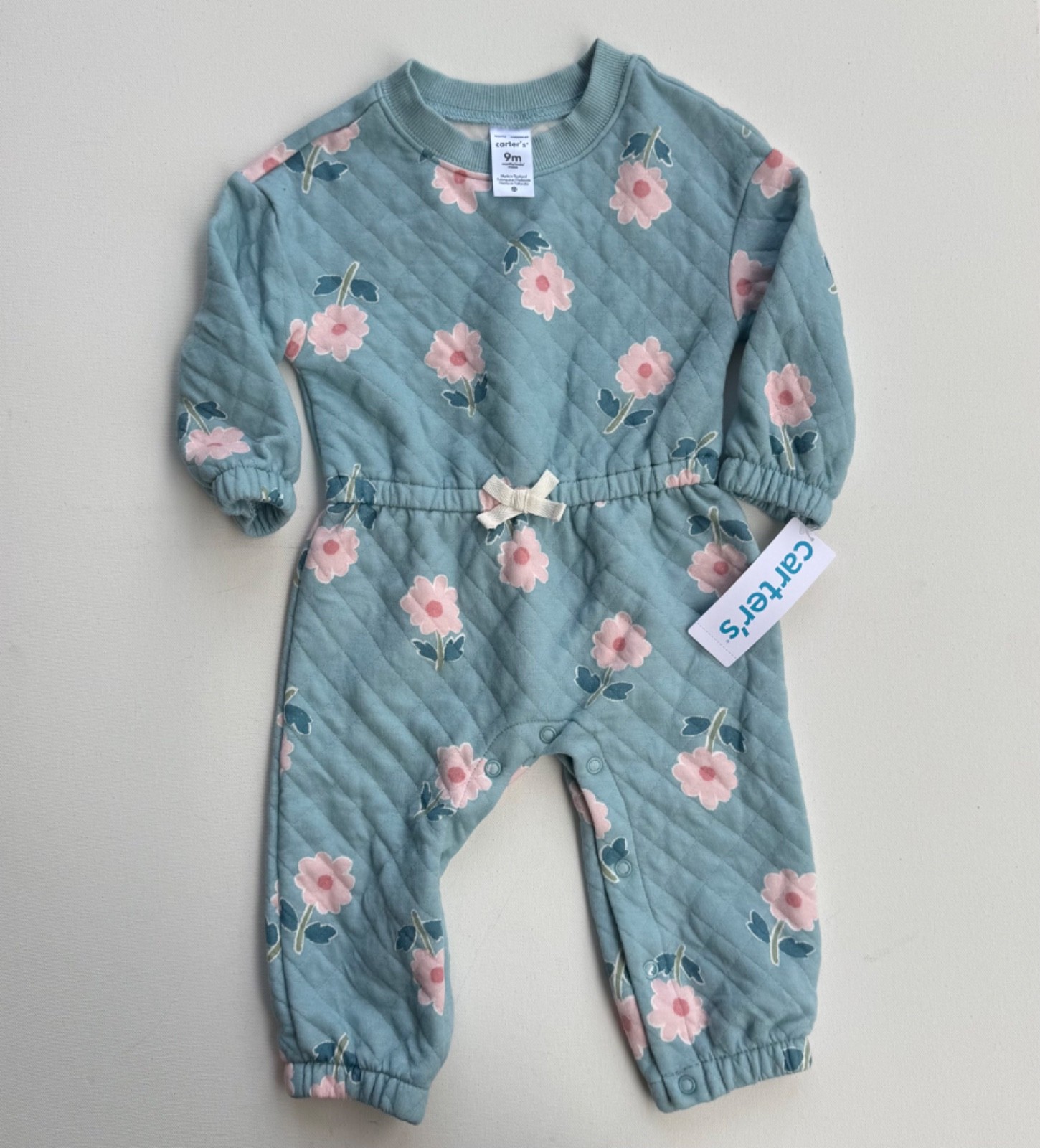 Carters Baby Girl Floral Double-Knit Jumpsuit Size 9 Months
