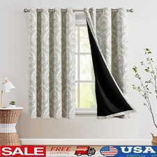 95 Blackout Curtains Grommet Top Room Darkening Drapes Noise Reducing Panels US