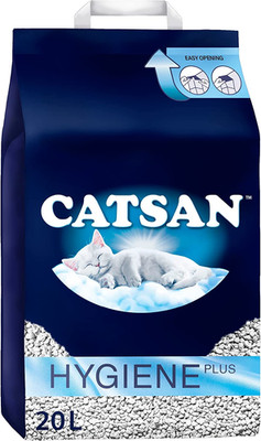 Catsan Hygiene Plus Katzenstreu weiß 20L | staubarm, Geruchskontrolle, natürlich