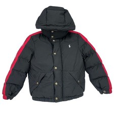 Polo Ralph Lauren Boys Puffer Jacket SZ S 8 Black with Red Sleeves RARE