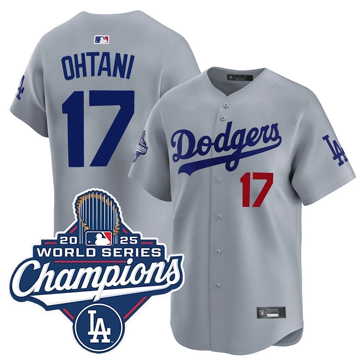 Men's Dodgerss Grey 2025 World Series Champion Limited Edition Jersey