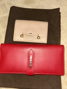 Authentic  PRADA Card Case Wallet Holder + Tods Red Leather Wallet