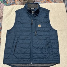 Carhartt Vest Mens L Blue Gilliam Rain Defender Quilted Relaxed Fit Full Zip