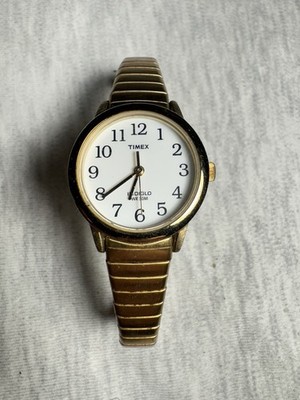 Vintage Timex Indiglo WR30M Women s Watch Gold Tone Stretch Band 26mm