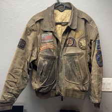 Vintage Pacc Leather Aviator Coat Jacket Bomb...