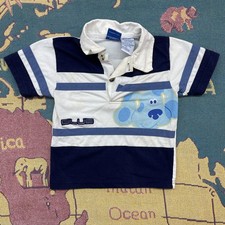 Vintage Blues Clues Polo Shirt Boys 3T Nick Jr. Striped Rugby Cartoon 2000s