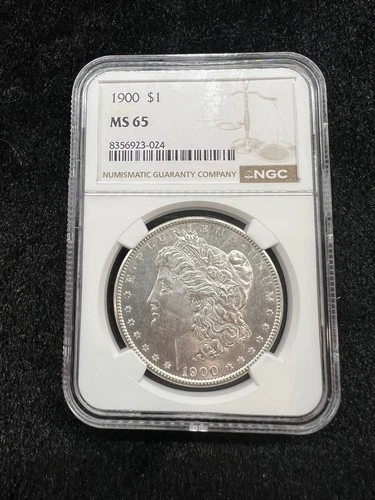 1900-P Morgan Dollar NGC MS65 Flashy Mostly White Coin